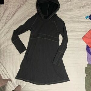 Prana XS women’s hooded sweatshirt dress- charcoal gray
